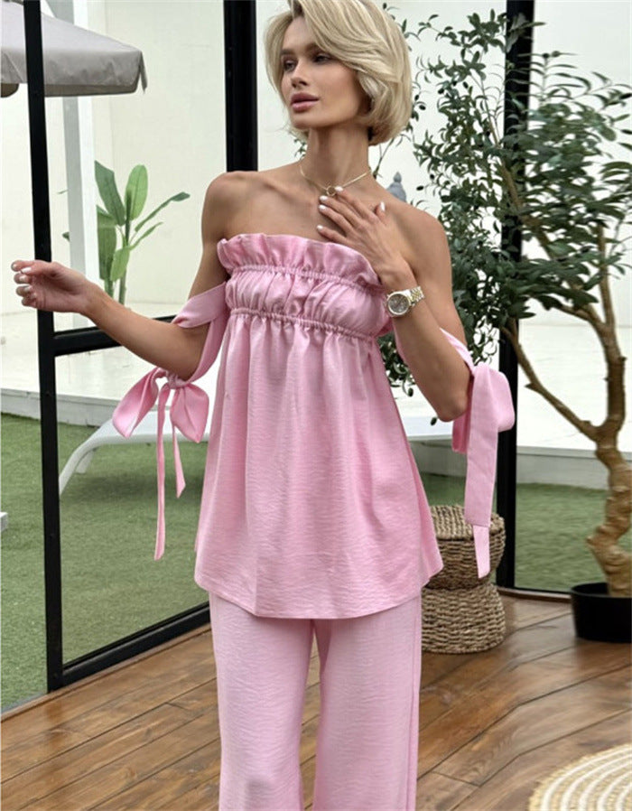 Casual Sweet Womens Two-piece Outfit Set