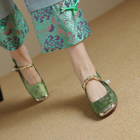 Mary Jane Fashion Personlighed Perle Damsandaler