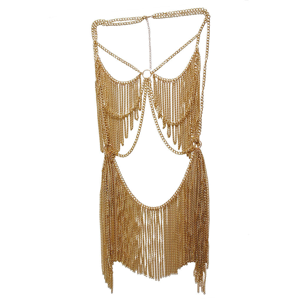 Personality Hanging Beard Conjoined Body Chain Performance