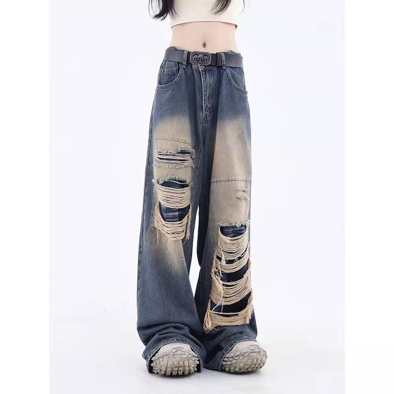 Dame American High Street Niche Design Ripped Jeans