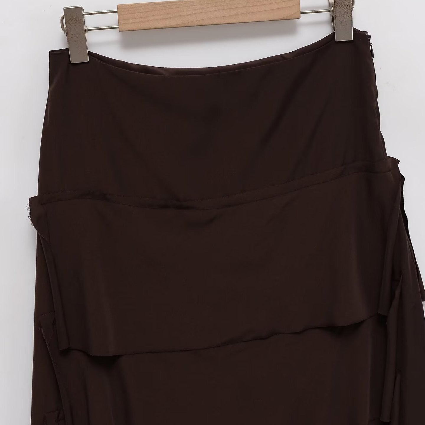 Temperament Slim-fit Midi Skirt With Layered Decoration