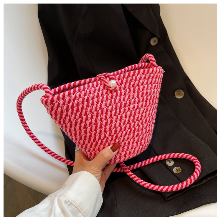 Women's Temperament Fashion Cotton Thread Woven Bag