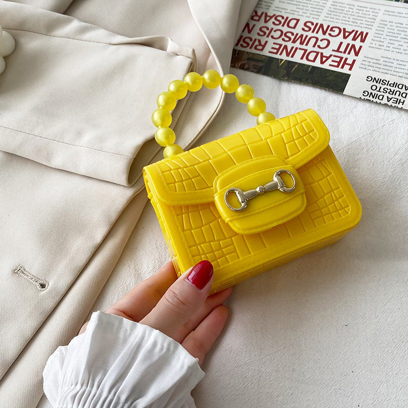 PVC Pattern Pearl Chain Lipstick Bag Fashion