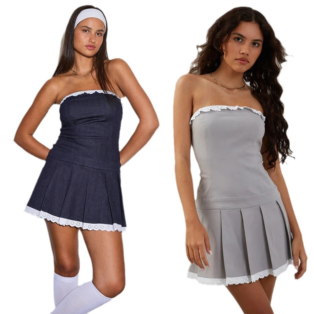 SpringSummer Tube Top Sexy Chic Denim Dress