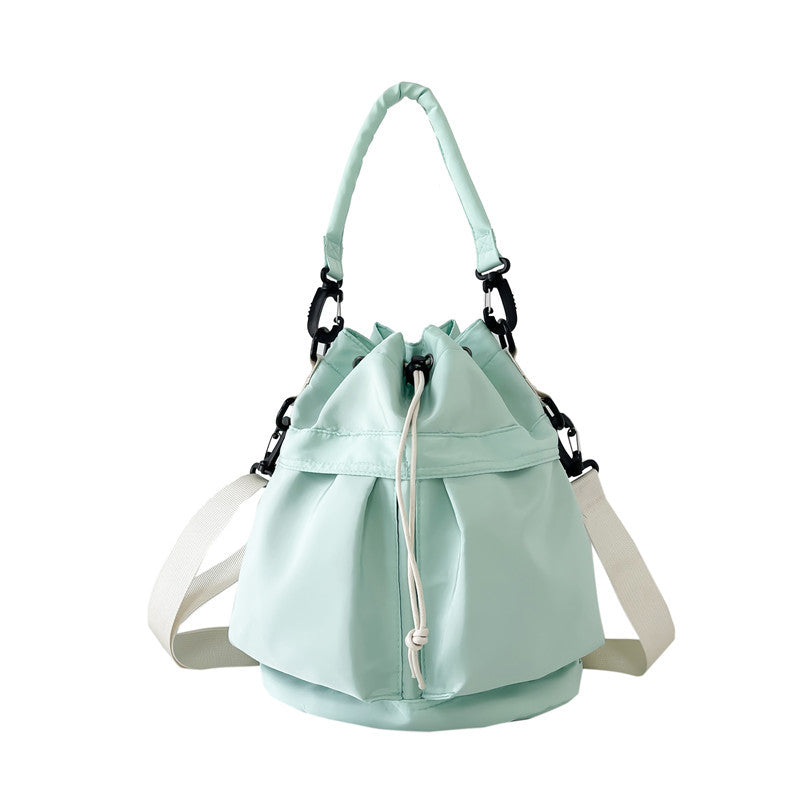 Waterproof Nylon Cloth Drawstring Bucket Bag Large Capacity