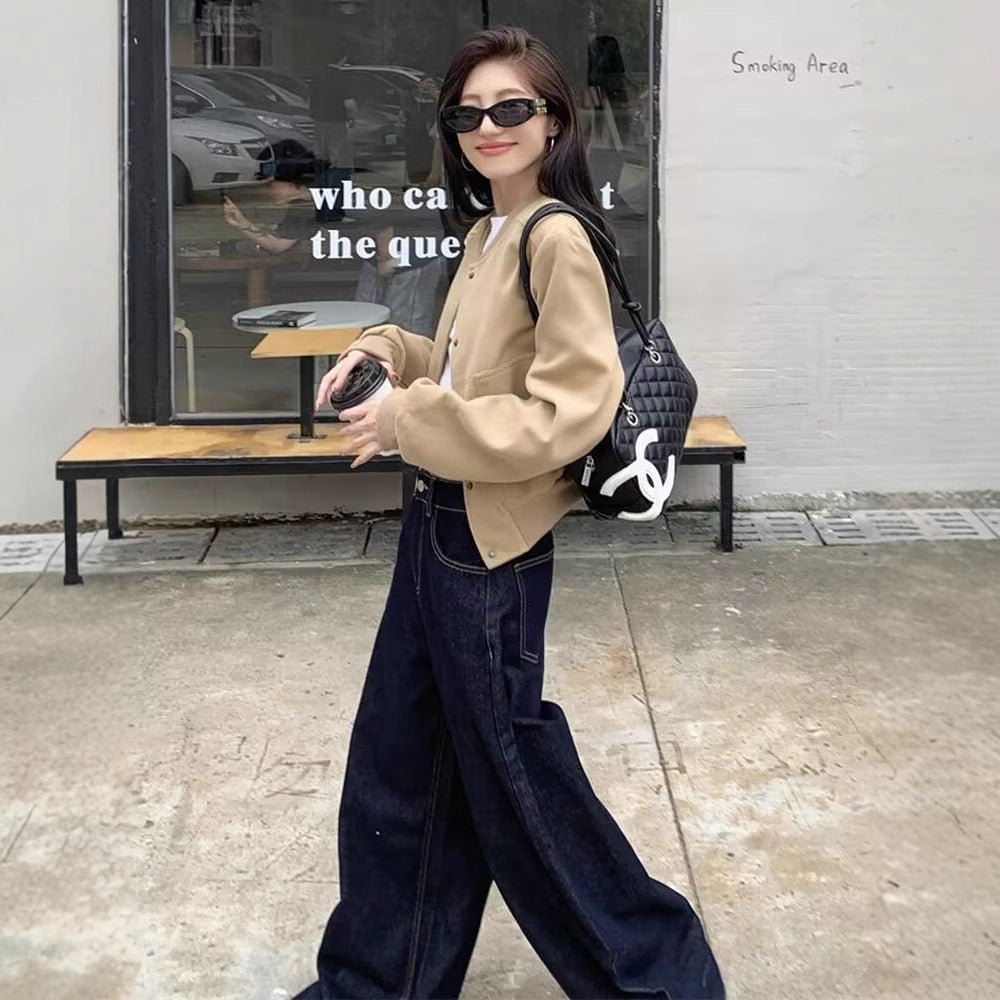Retro Jacket Coat Design Loose Leisure Short Top