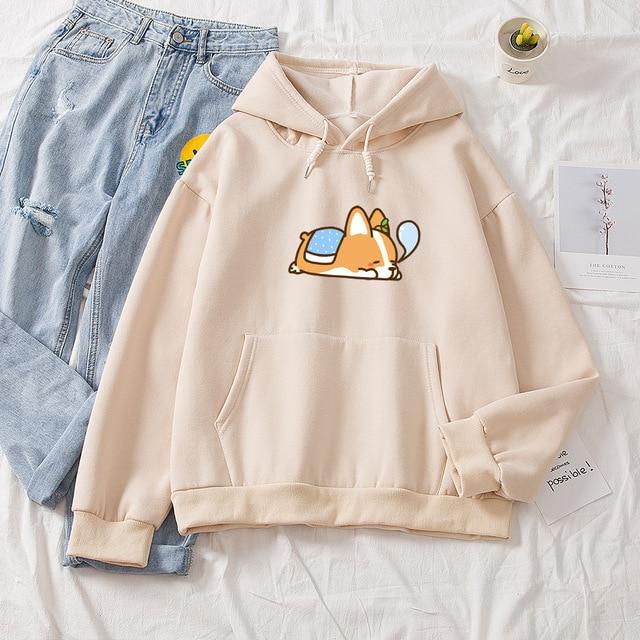 Plus Size Hoodie Custom Advertising Shirt Corgi Print