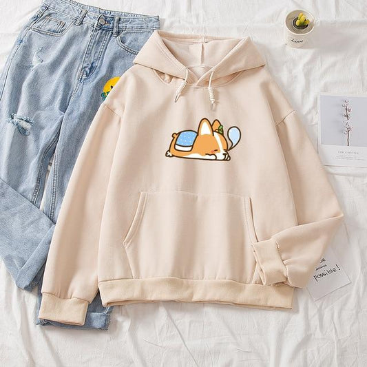 Plus Size Hoodie Custom Advertising Shirt Corgi Print