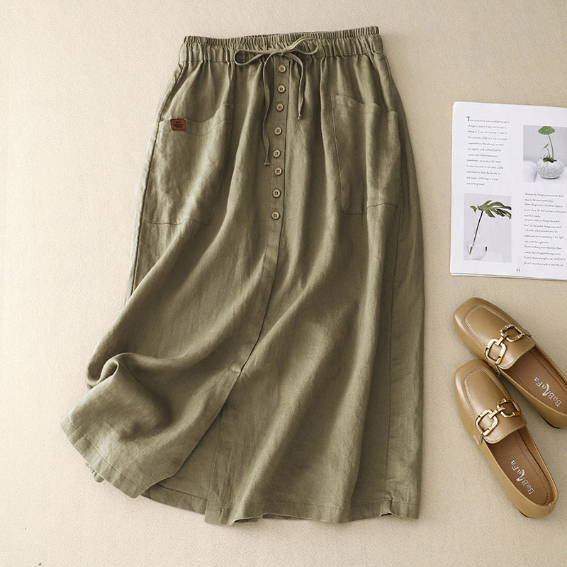 Women's Fashion Slimming Artistic Cotton And Linen Skirt