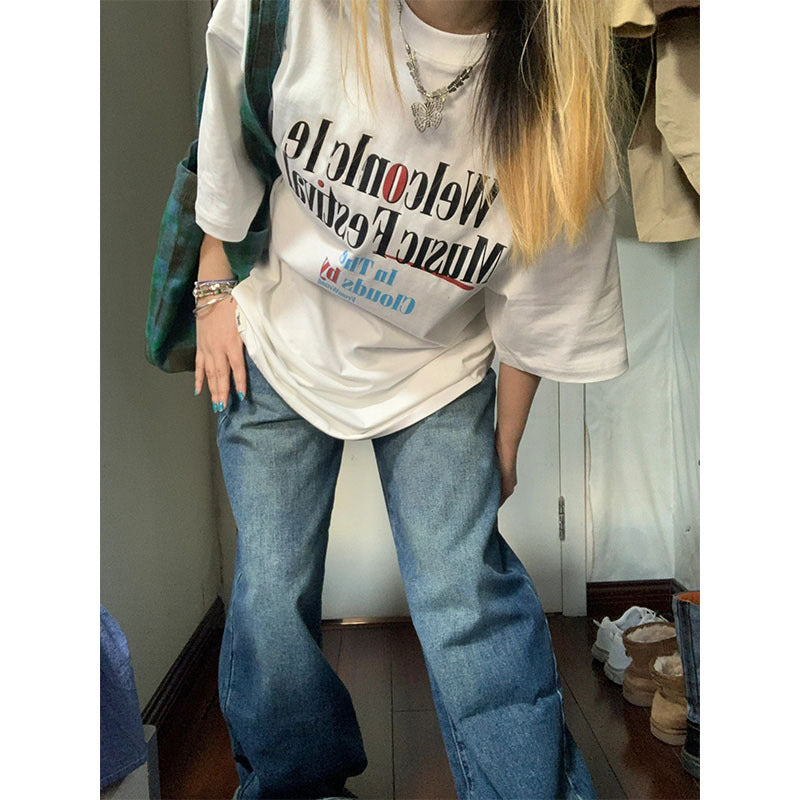 Niche Loose Versatile Half-length Sleeve Top