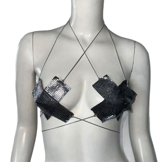 Metal Sequins Vest Lace-up Tube Top Sling