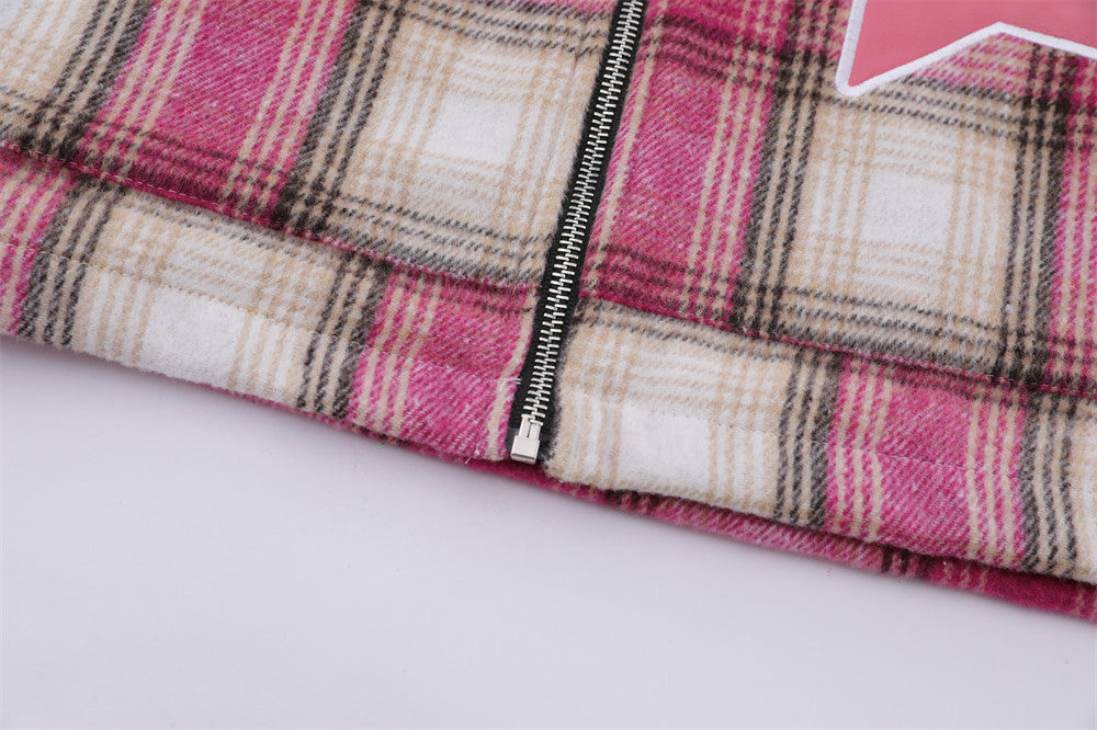 Embroidered Plaid Coat For Men