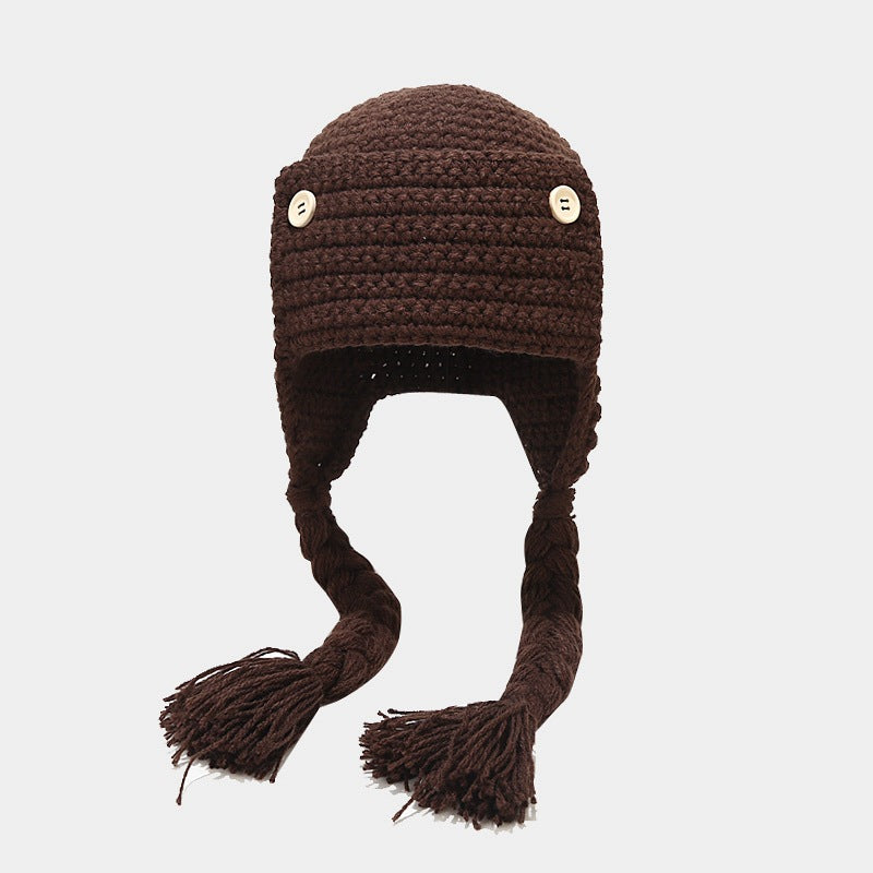 Versatile Fashion Braided Baotou Wool Warm Hat Children