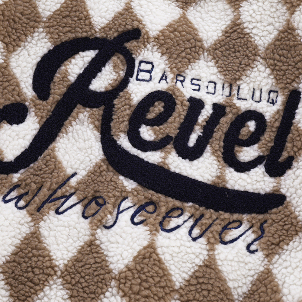 Rhombus Plaid Lambswool Warm And Loose Cotton-padded Coat