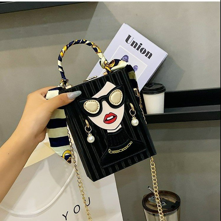 Lock Small Square Bag Shoulder Crossbody Portable Sewing Line Average Size Soft