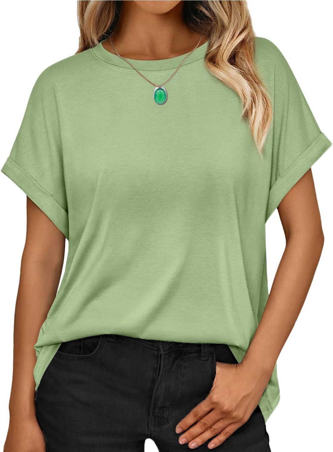 Women's T-shirt Round Neck Simple Solid Color Top