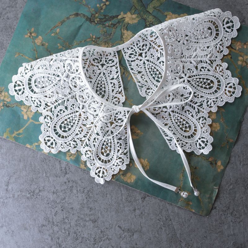 Embroidered Organza Lace Collar Flower Women's Shawl