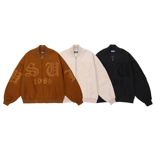 Hong Kong Style Campus Warm Design Loose Jacket