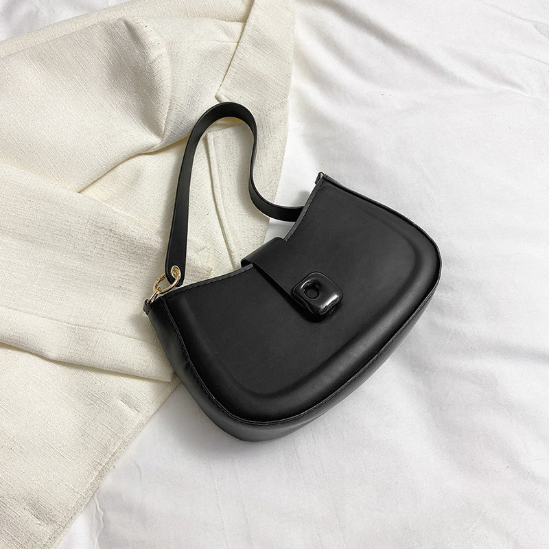 Simple Solid Color Temperament Leisure Textured Shoulder Bag For Women