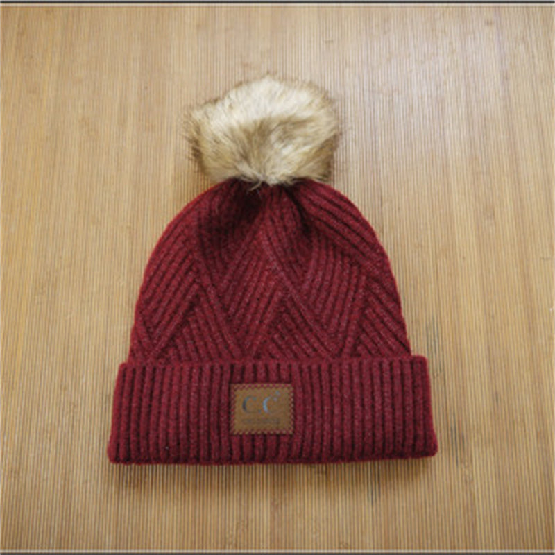Women's Flanging Wool Ball Pile Woolen Hat