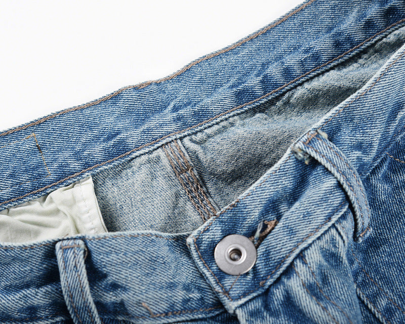 INS Same Retro Hip-hop Hip-hop Light Blue Tooling Retro Dad Jeans