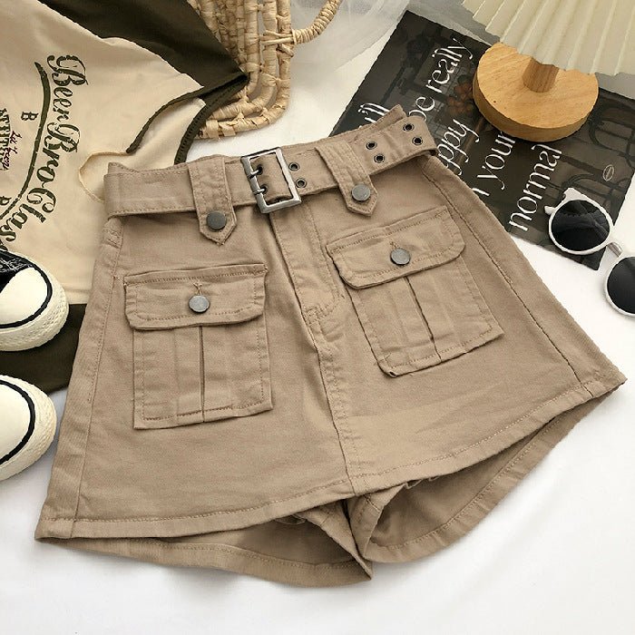 Women's Denim Skirt With Belt High Waist Design