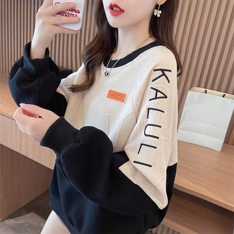 Dame sweatshirt i amerikansk retro kontrastfarve