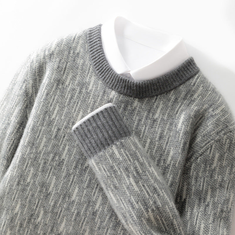 Syv-nåls tyk, rundhalset uldsweater til mænd
