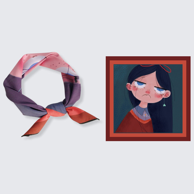 Decorative Spring And Autumn Chiffon Print Small Scarf