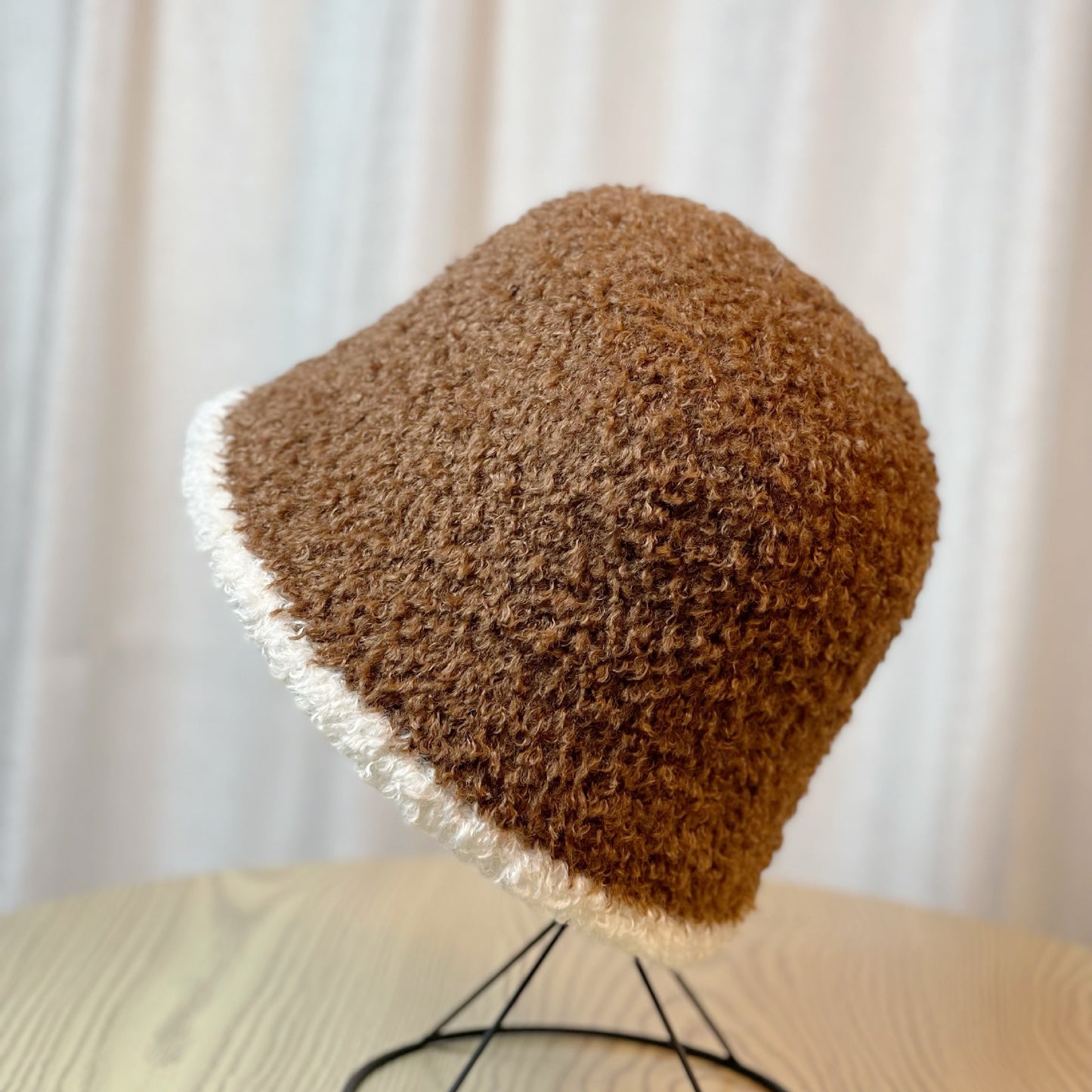 Women's Striped Plush Bucket Hat