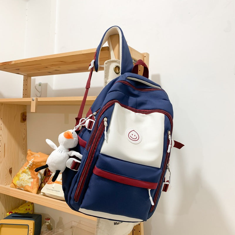 Fashion Color Matching Backpack Ins Simple Korean Version Schoolbags Junior High School College Students Bags