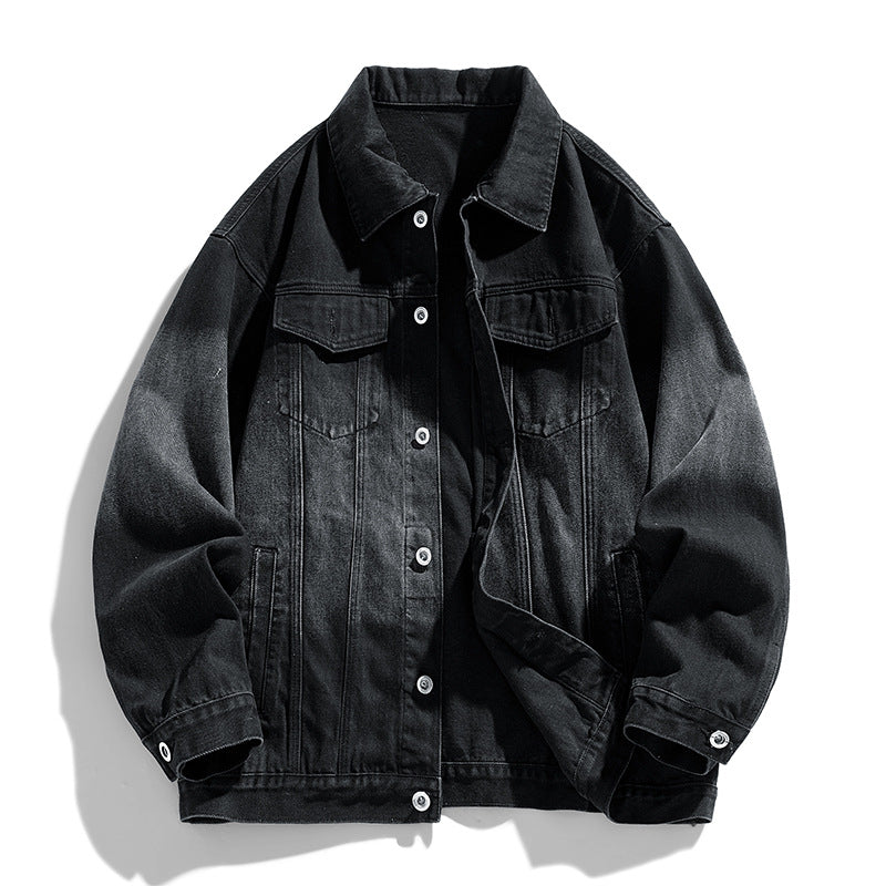 Retro denimjakke til mænd med løs pasform