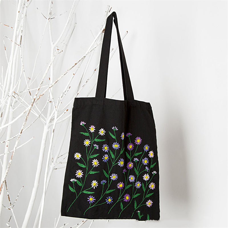 Students Fashion Simple Embroidery Canvas Bag