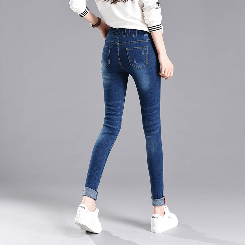 Plus-size jeans med elastik i taljen