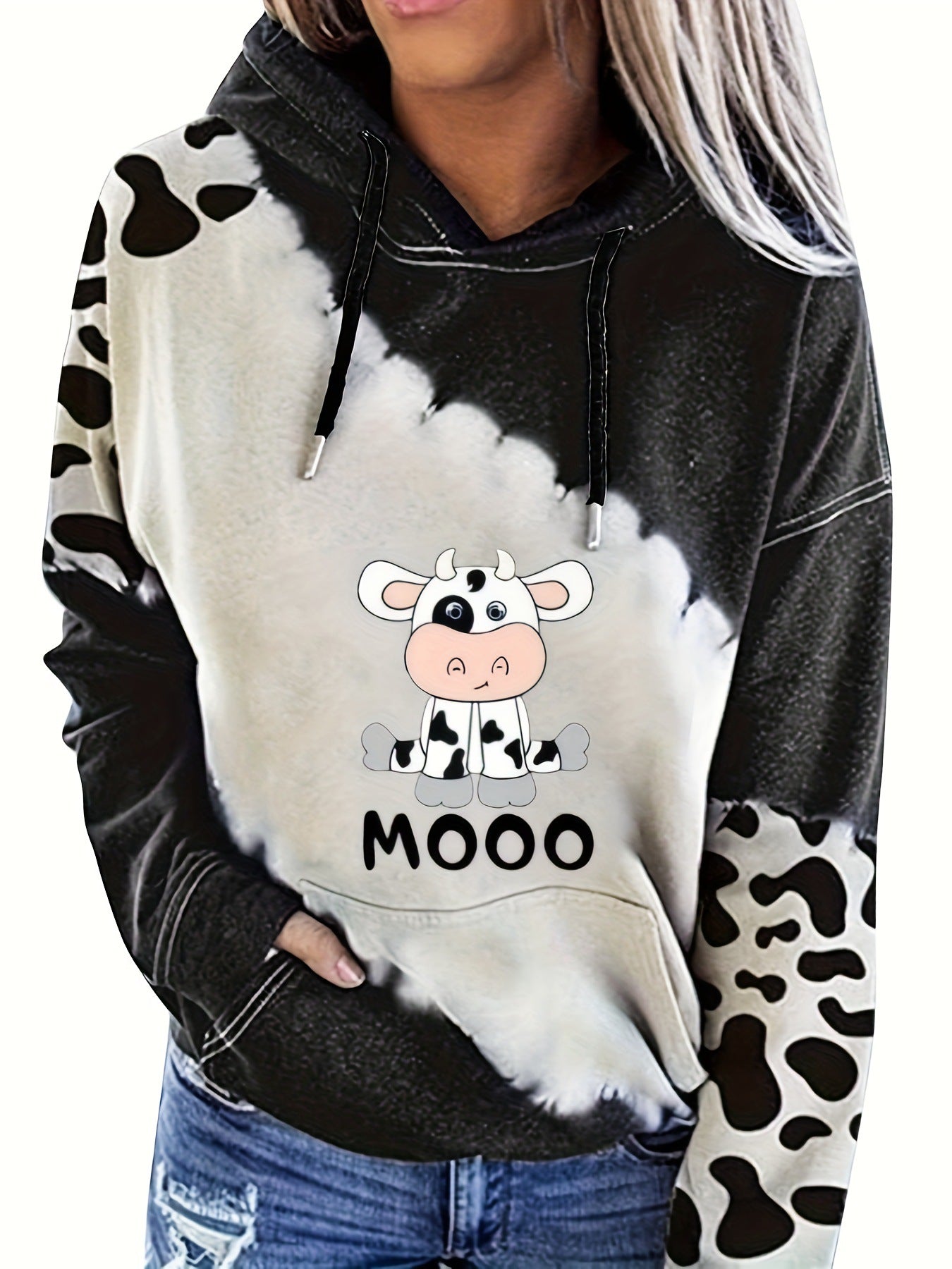 Digital-Print Casual Streetwear Dame Hættetrøje 3D