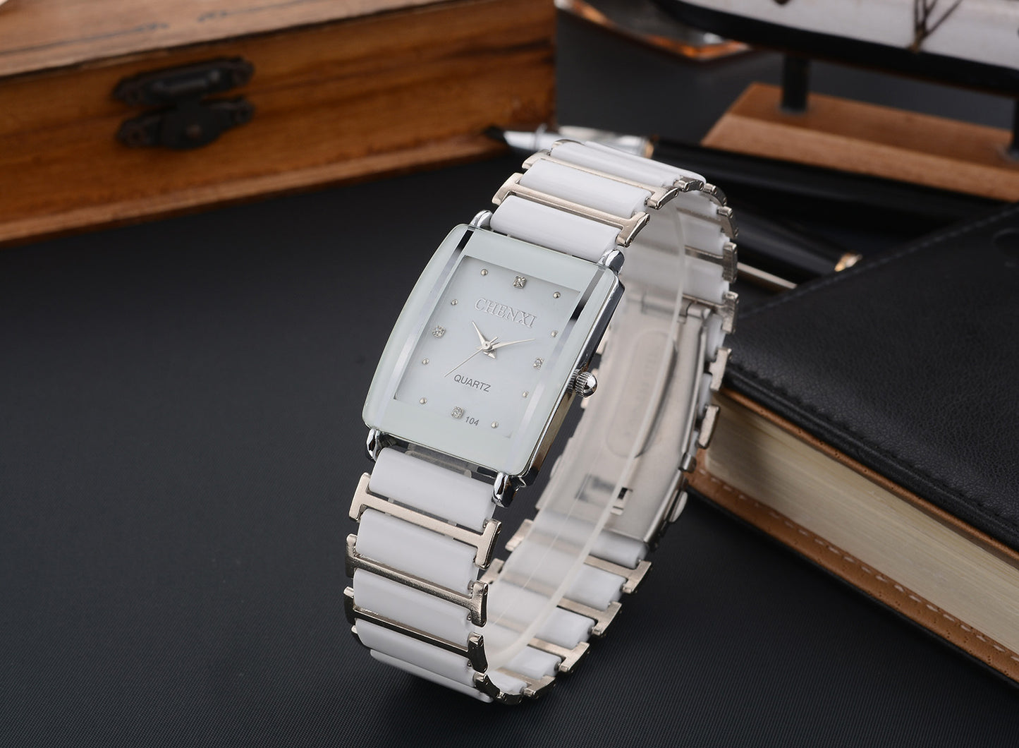 Couple's Square Diamond Set Quartz Watch