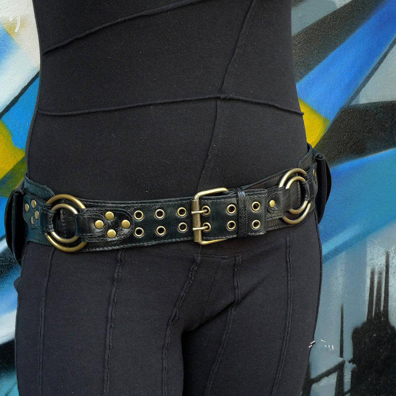 Mini belt bag with metal buckle flap