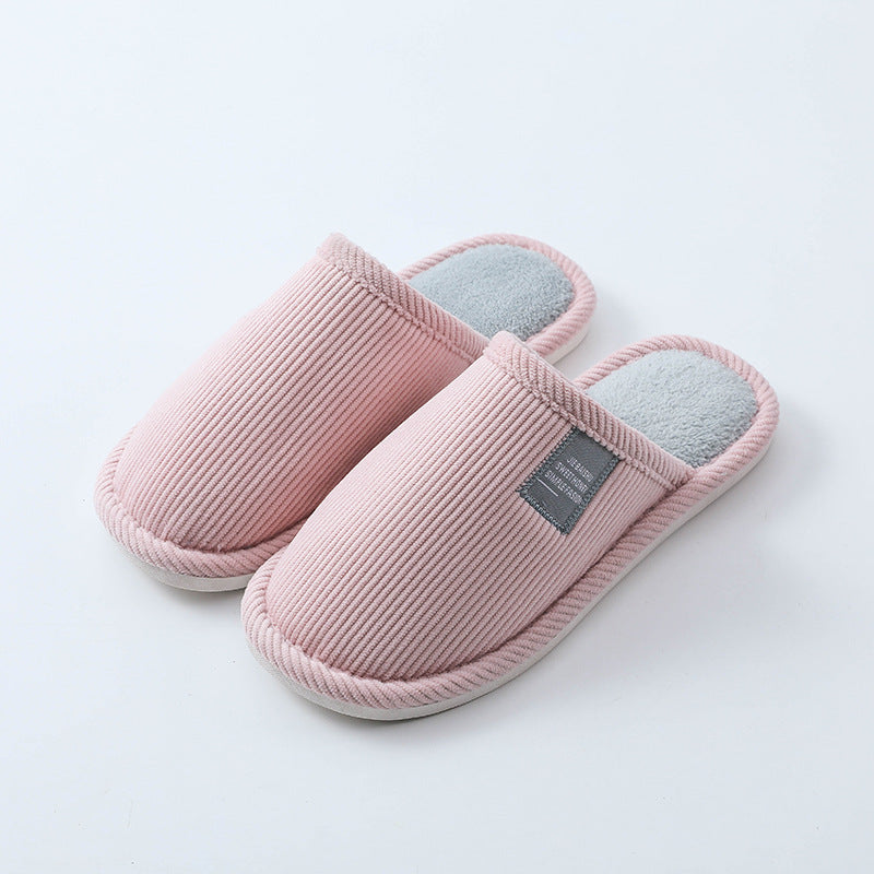 Cotton slippers female warm cute plush couple home