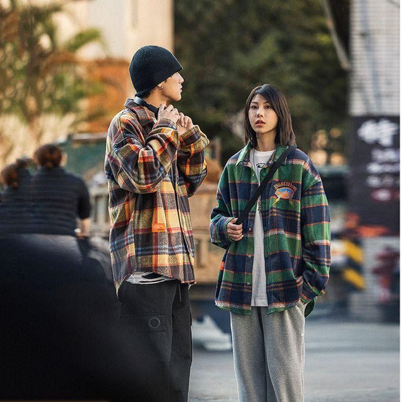 Eyeball Embroidered Long Sleeved Shirt Couple Coat