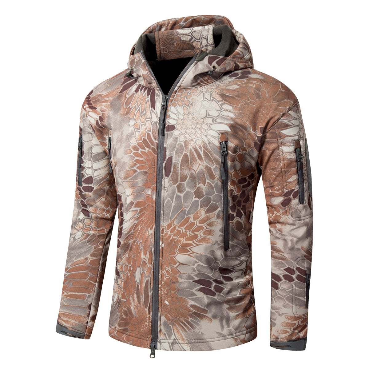 Large-size Softshell Fleece Outdoor Jacket Warm Camouflage For Winter
