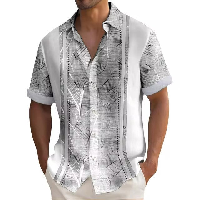 Digital Printing Summer Striped Shirt Male