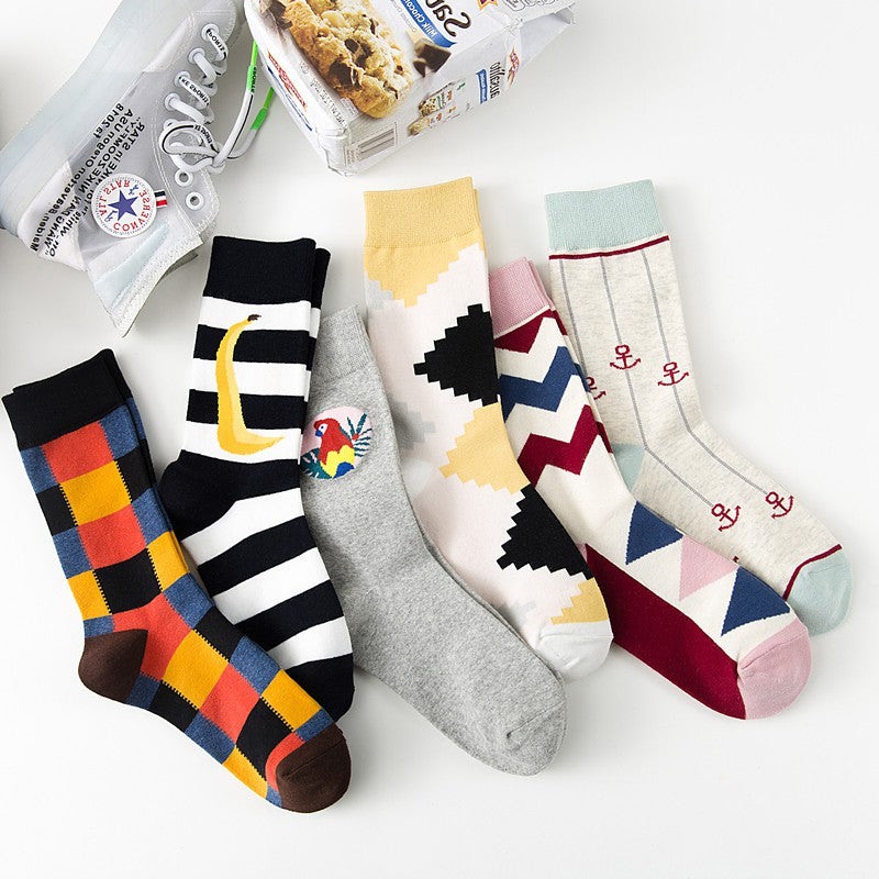 Japanese retro college wind color skateboarding personality stockings Korean version piled socks
