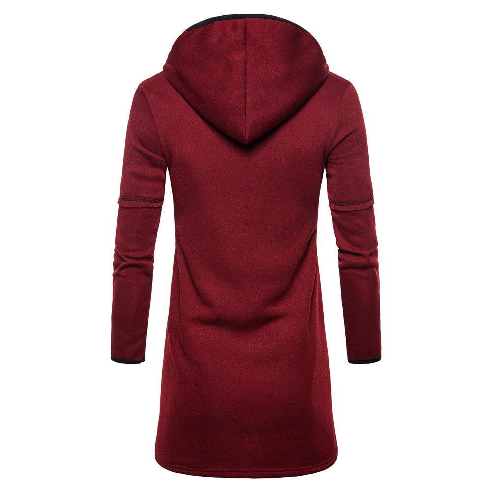 Men's Long Sleeve Mid-length Cardigan Hooded Solid Color Men's Youth Sweater