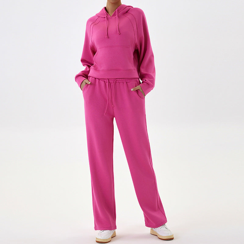 Casual Sweatshirt Sports Outfit Top Wide Leg Pants Two-piece Set