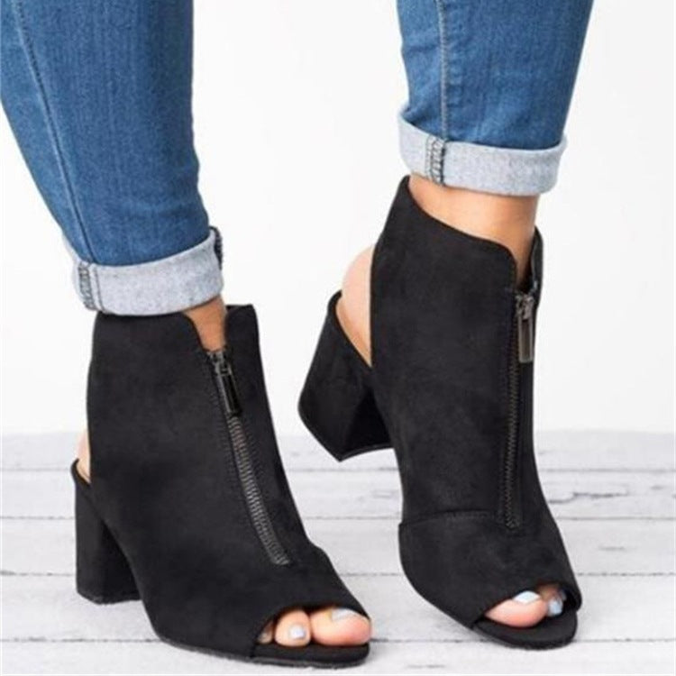 Fish mouth thick heel women's sandals