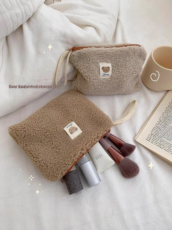 Portable Plush Cute Bear Cosmetic Storage Bag