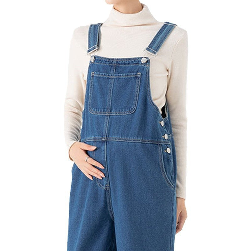 Loose-fit Age-reducing Versatile Maternity Bib Overalls With Tummy Support