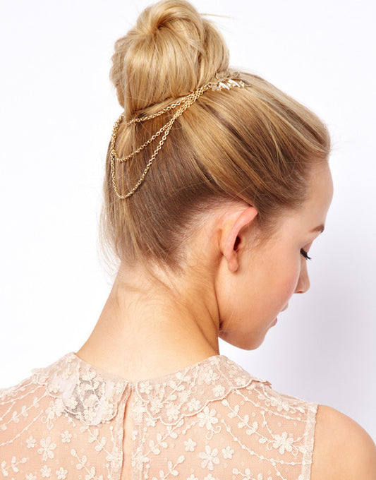 Europe and the United States hot fashion wild leaf chain tassel hair comb hair accessories leaf chain Hair accessories