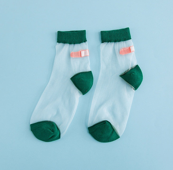 Japanese personality creative heel band-aid fun cotton socks stitching glass socks