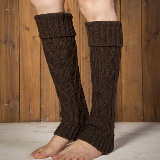 Knitted Wool Warm Leggings Mid-length Rhombus